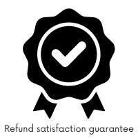Badge with a tick icon to indicate 100% refund policy with a satisfaction guarantee