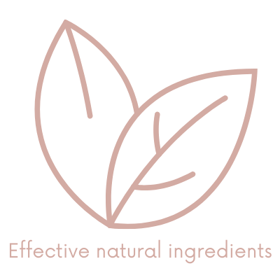 Icon of two leaves to indicate effective natural ingredients