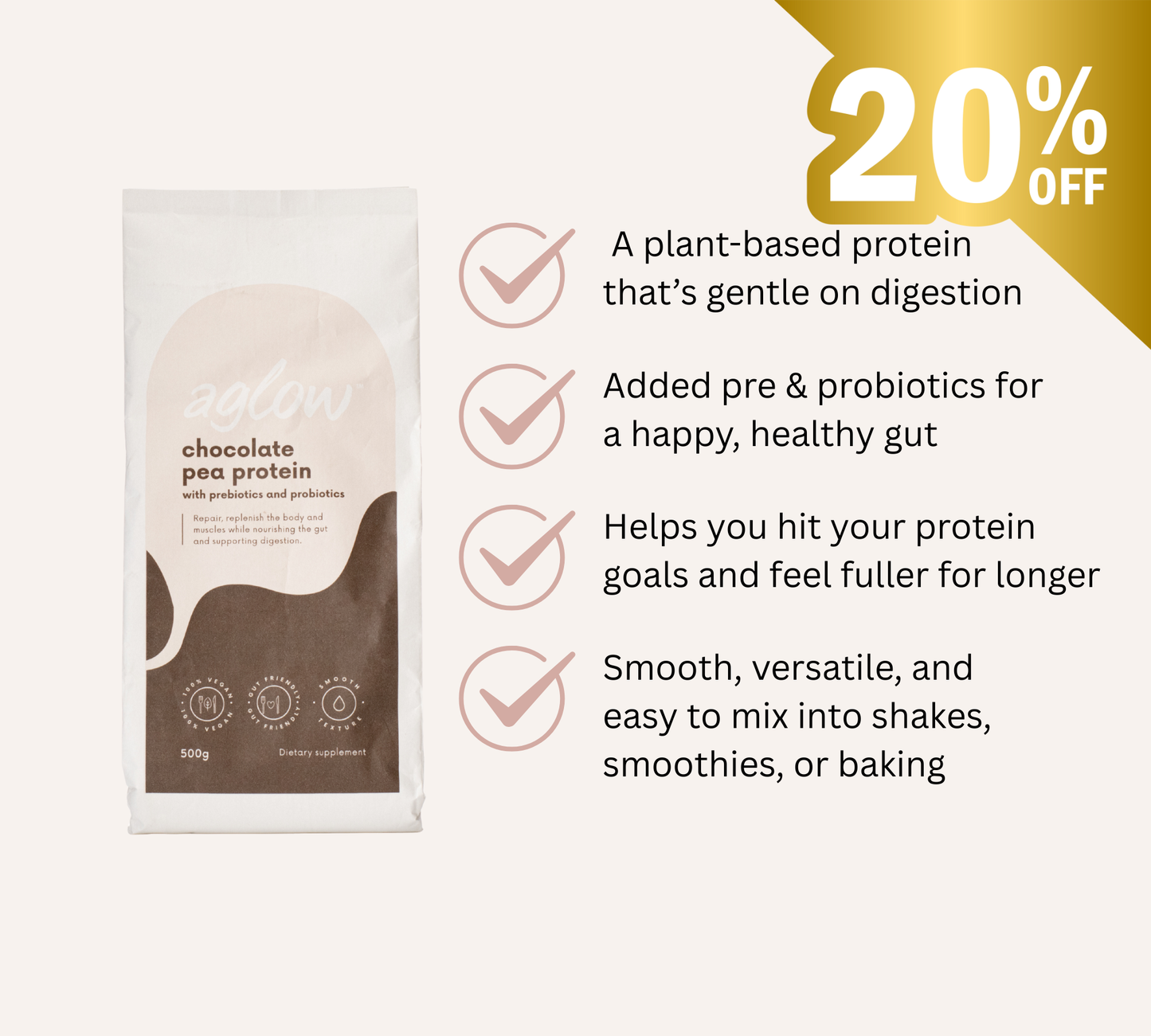 
                  
                    Pea Protein with Prebiotic + Probiotics
                  
                