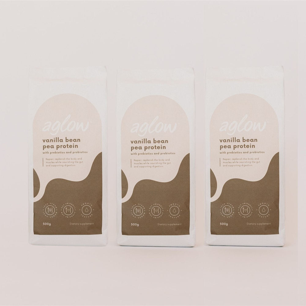 
                  
                    Aglow Vanilla Probiotic Pea Protein 3-month refill bundle
                  
                